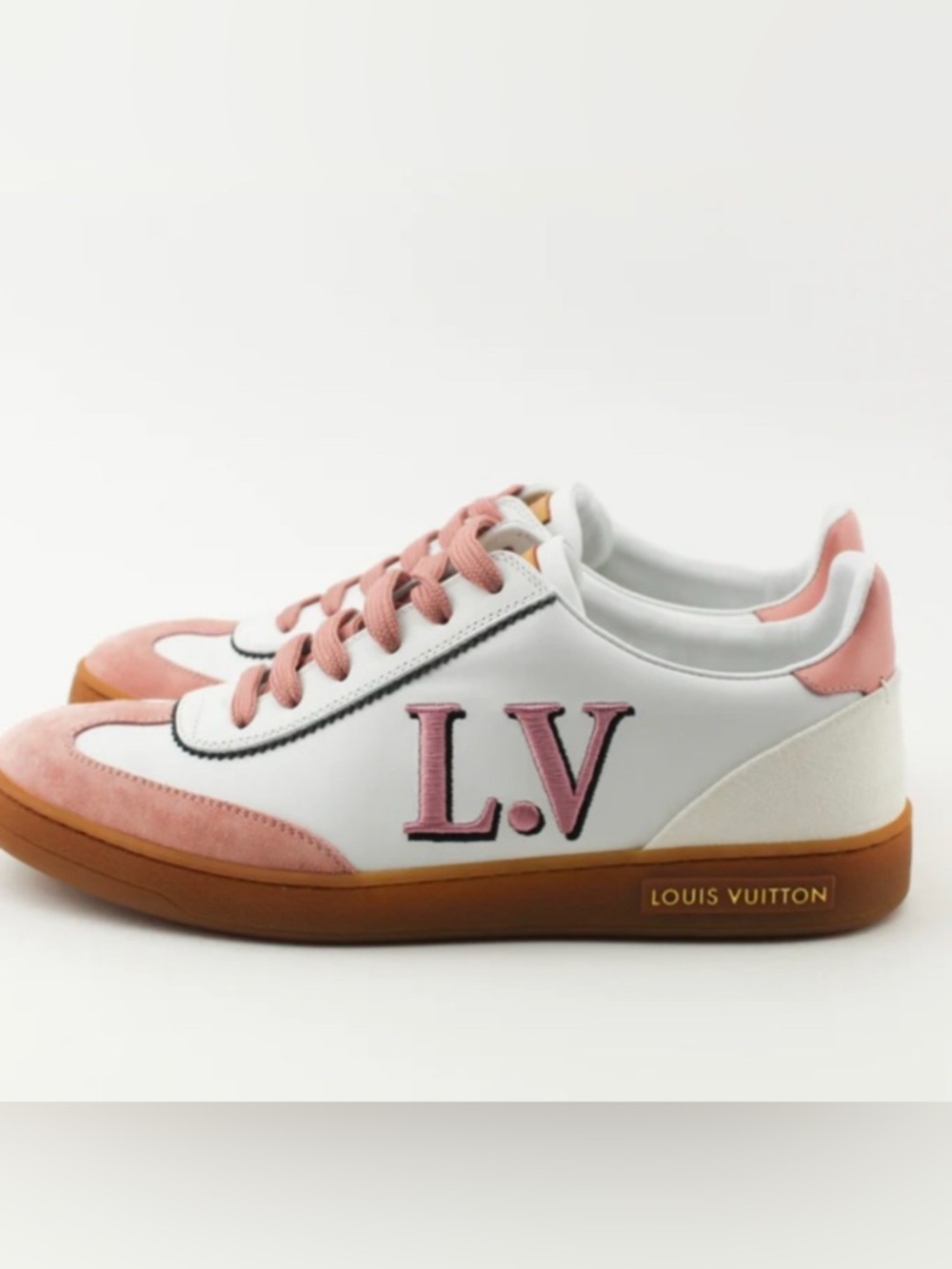 Louis Vuitton White and Pink LV Low-Top Sneakers